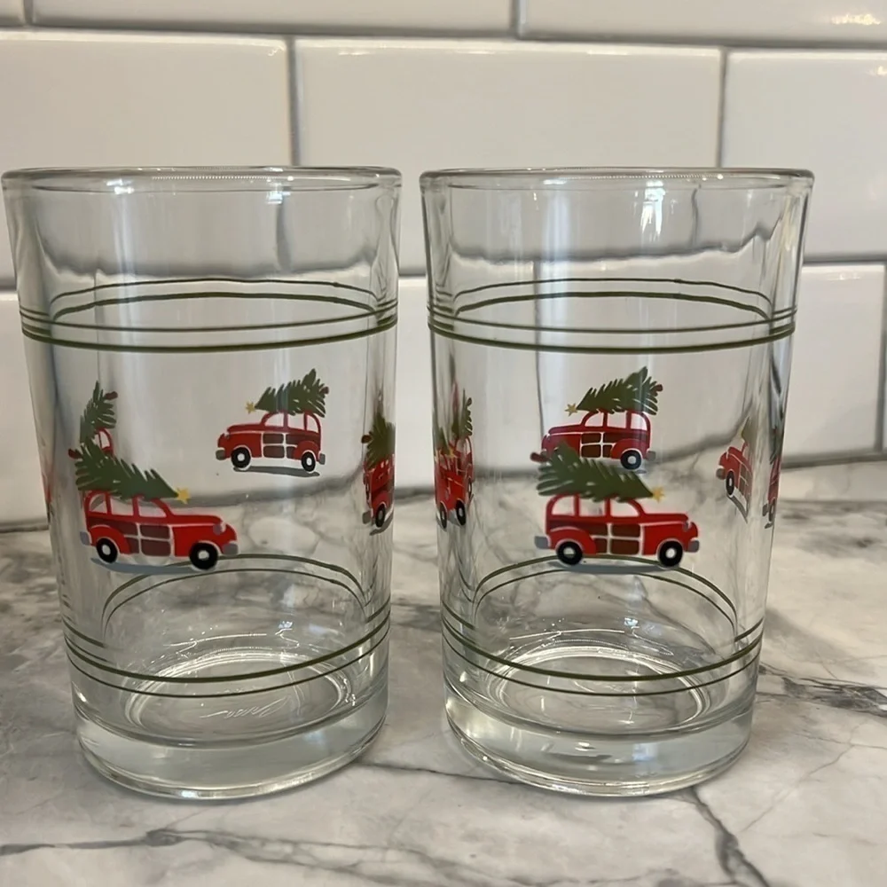 Pottery Barn Woody Car Juice Glasses, Set of 2